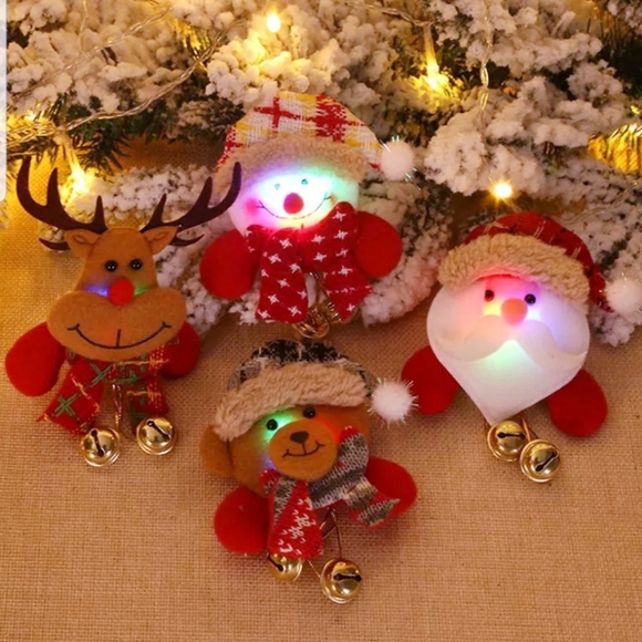 Snowman LED Christmas Pin Brooch With Bells - Picture 8 of 8